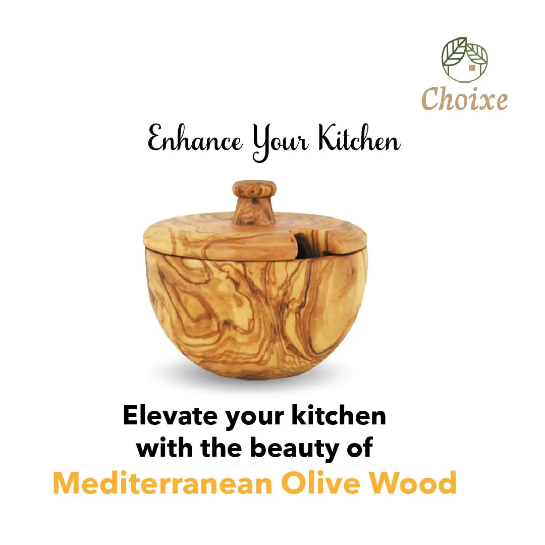 Mediterranean Olive Wood Canister - JDrop.Shop