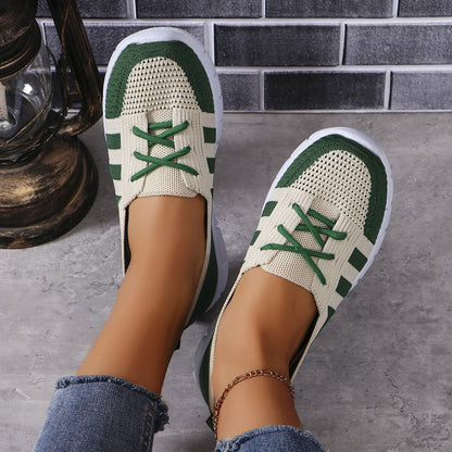 Mesh Contrast Flat Slip-Ons - JDrop.Shop