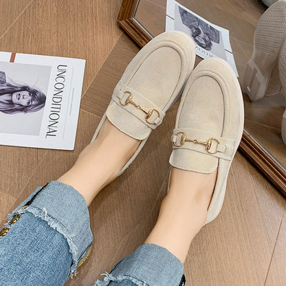 Metal Buckle Flat Sneakers - JDrop.Shop