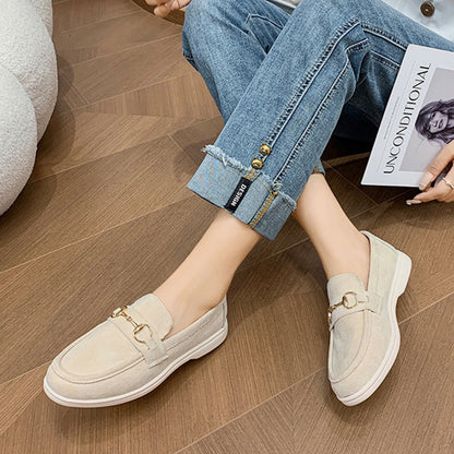 Metal Buckle Flat Sneakers - JDrop.Shop