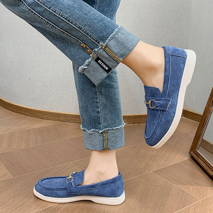 Metal Buckle Flat Sneakers - JDrop.Shop