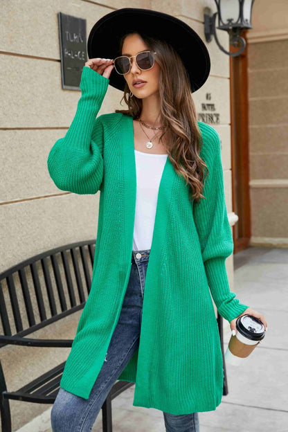 Open Front Lantern Sleeve Cardigan - JDrop.Shop