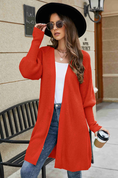 Open Front Lantern Sleeve Cardigan - JDrop.Shop