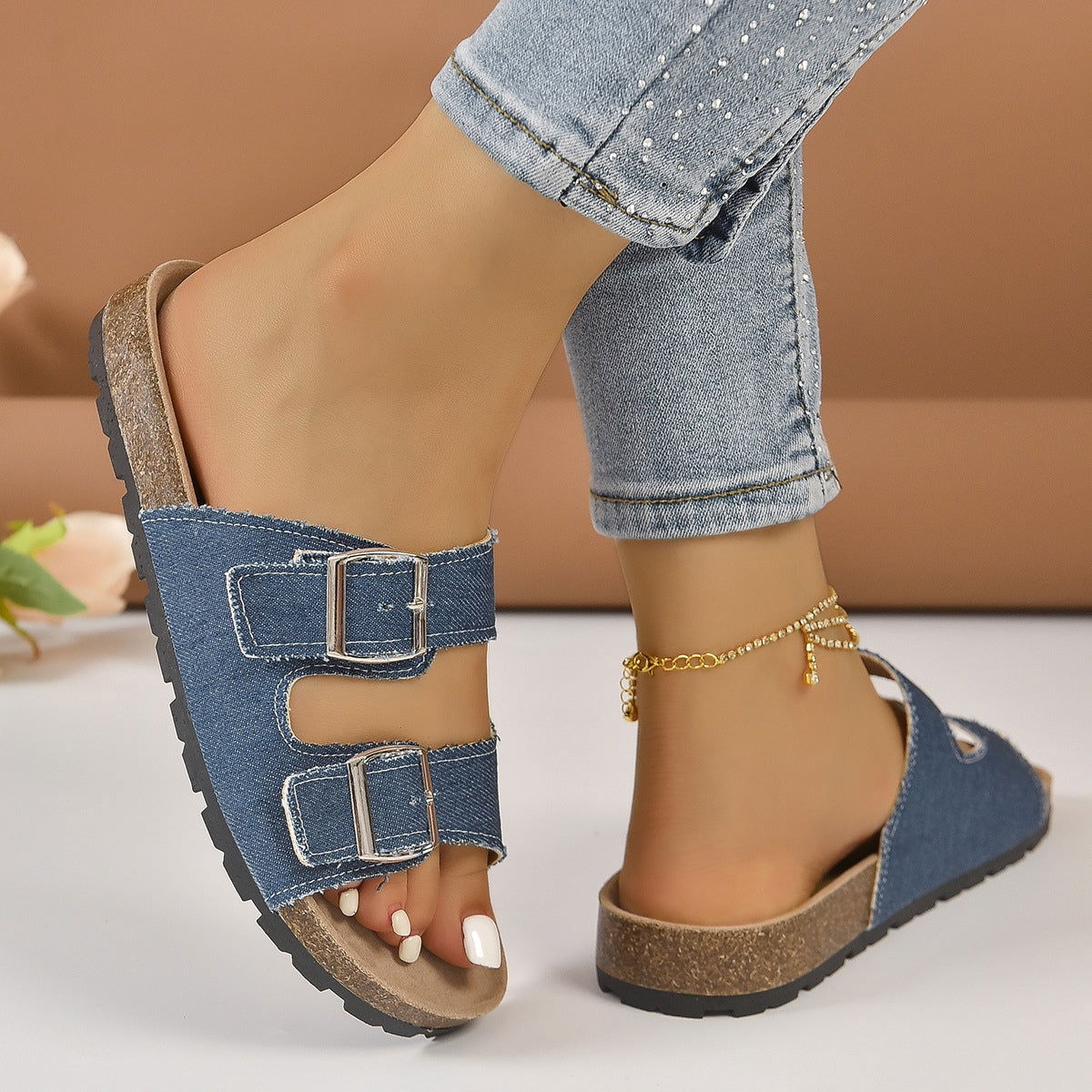 Open Toe Double Buckle Sandals - JDrop.Shop