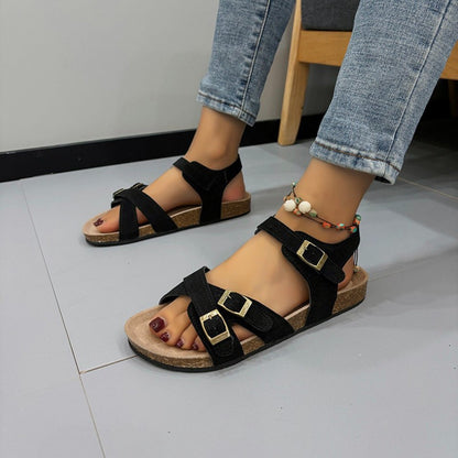 Open Toe Flat Buckle Sandals - JDrop.Shop