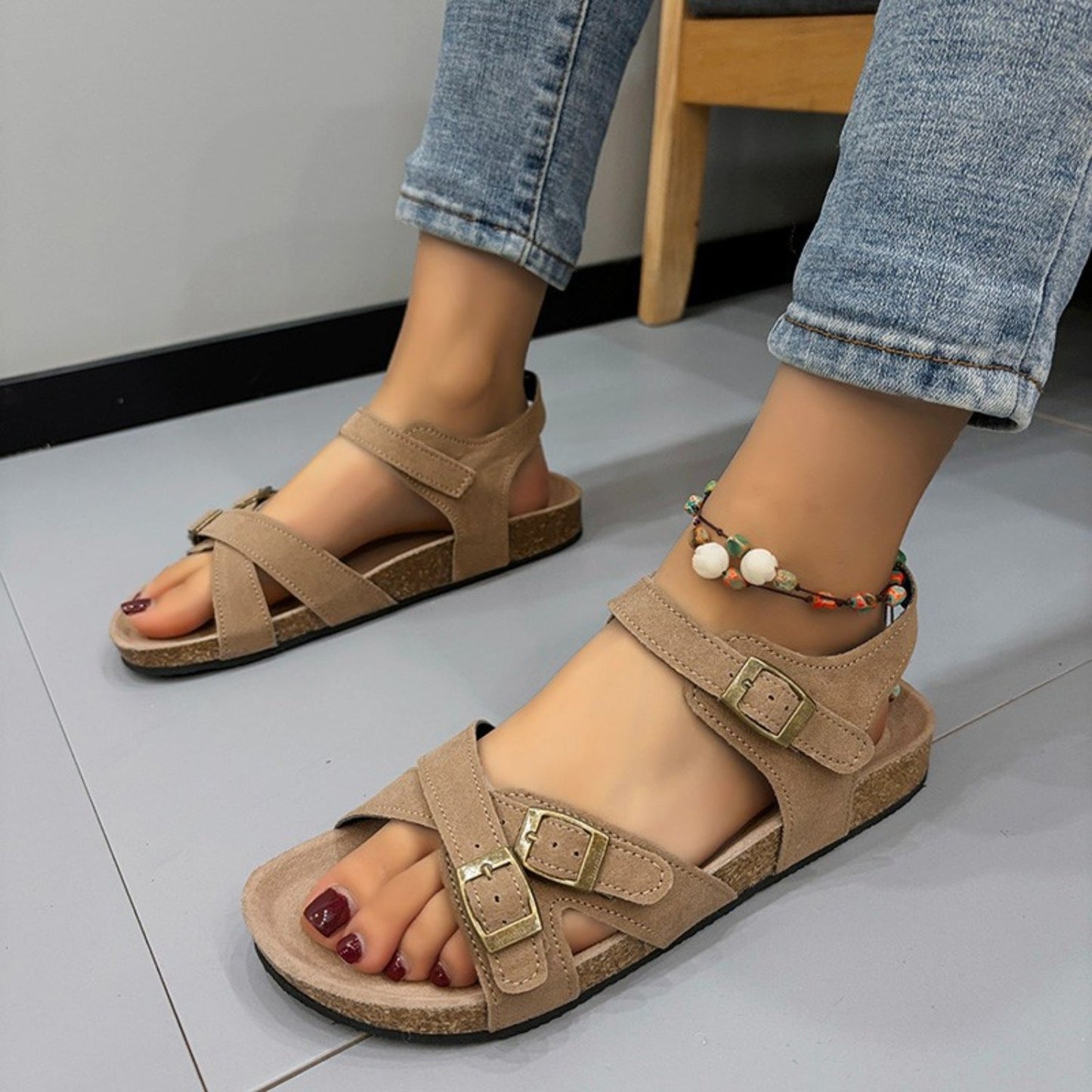 Open Toe Flat Buckle Sandals - JDrop.Shop