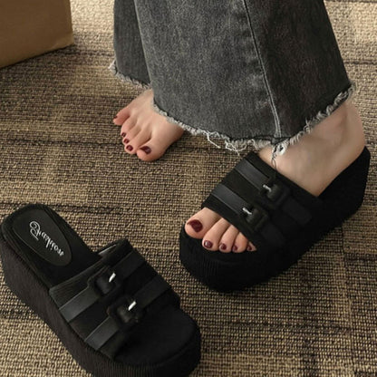 Open Toe Wedge Suede Sandals - JDrop.Shop