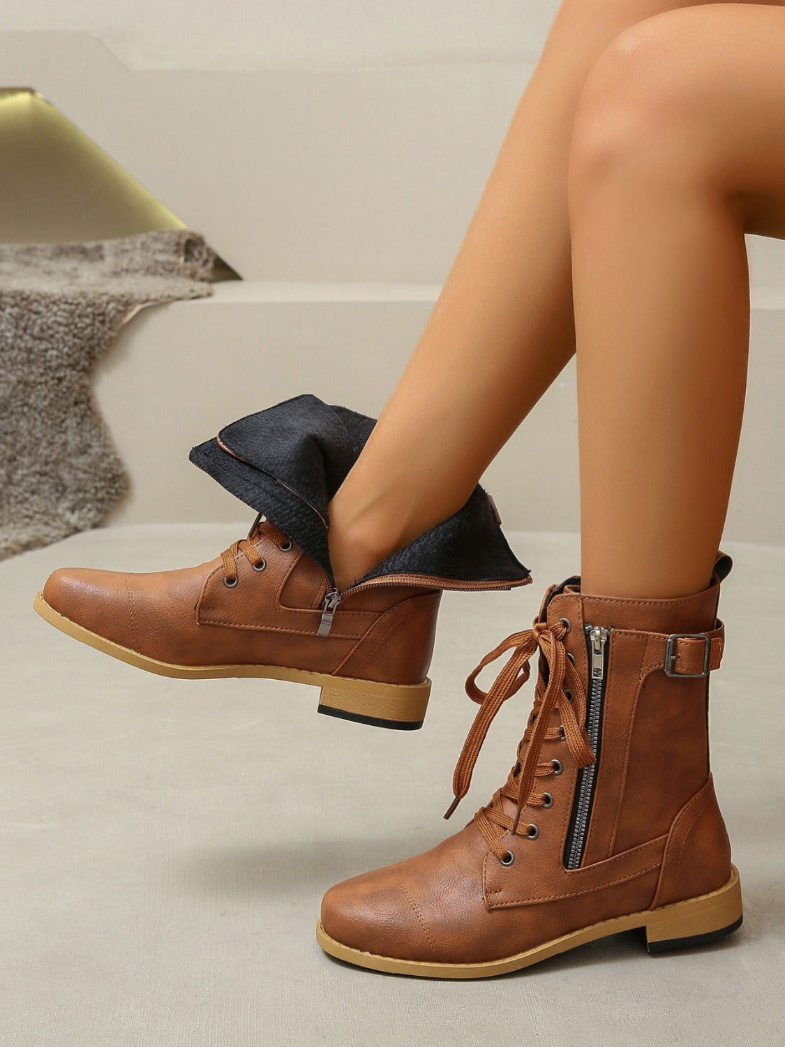 PU Leather Lace-Up Boots - JDrop.Shop