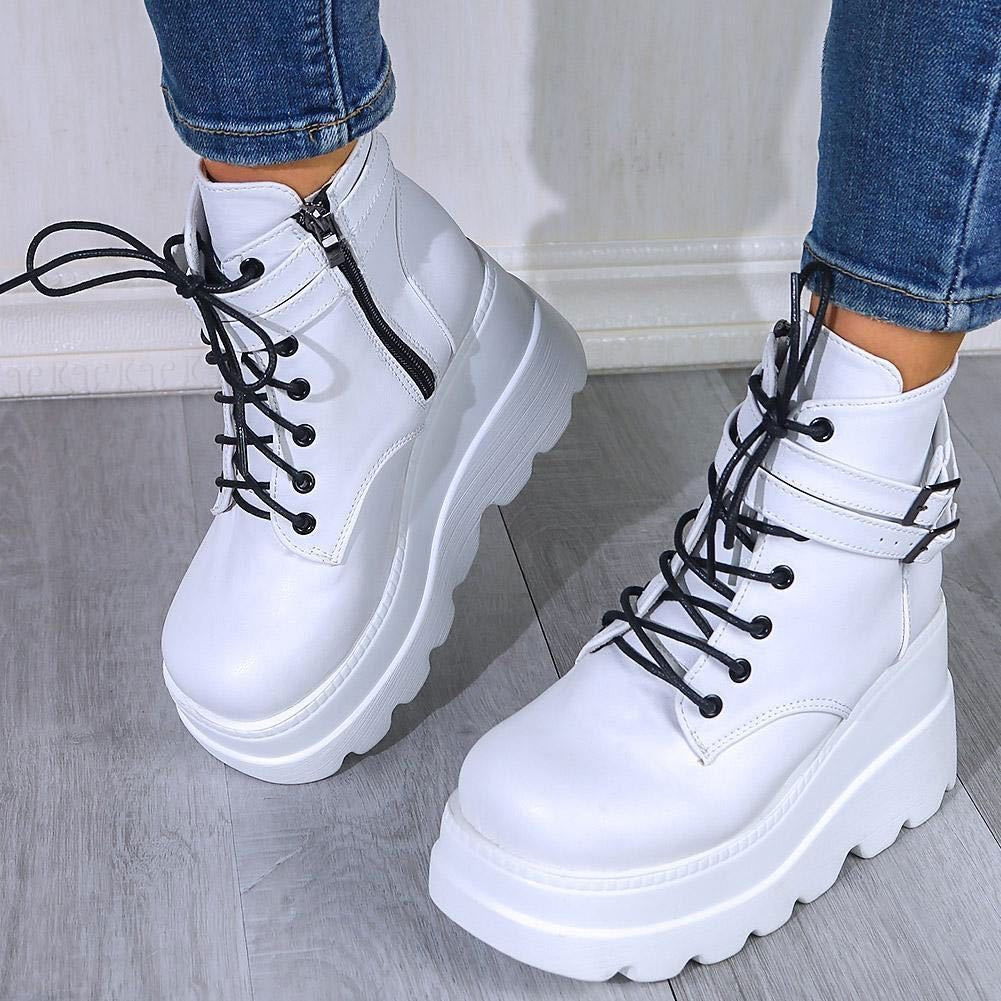 PU Leather Lace-Up Wedge Boots - JDrop.Shop