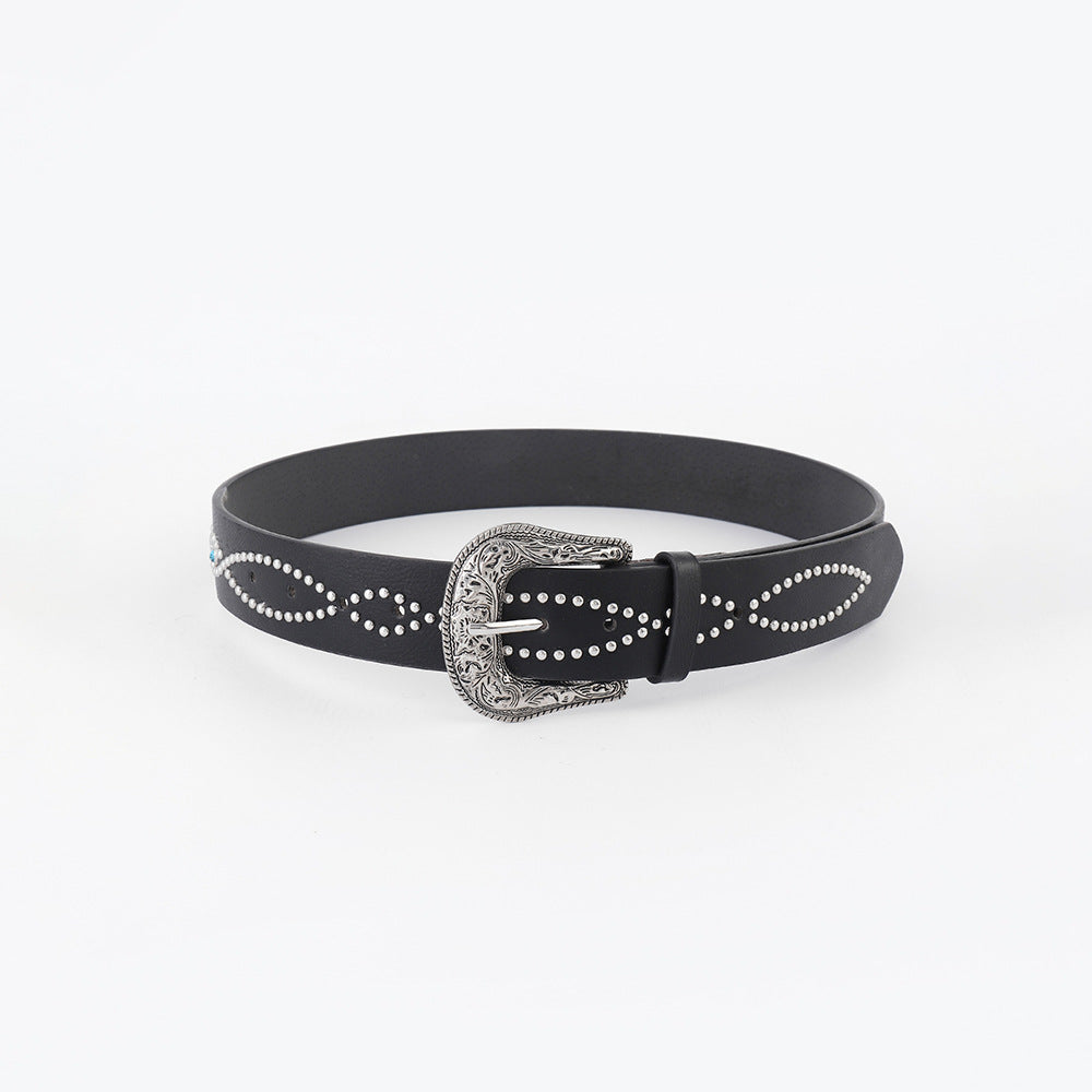 PU Leather Rhinestone Belt - JDrop.Shop