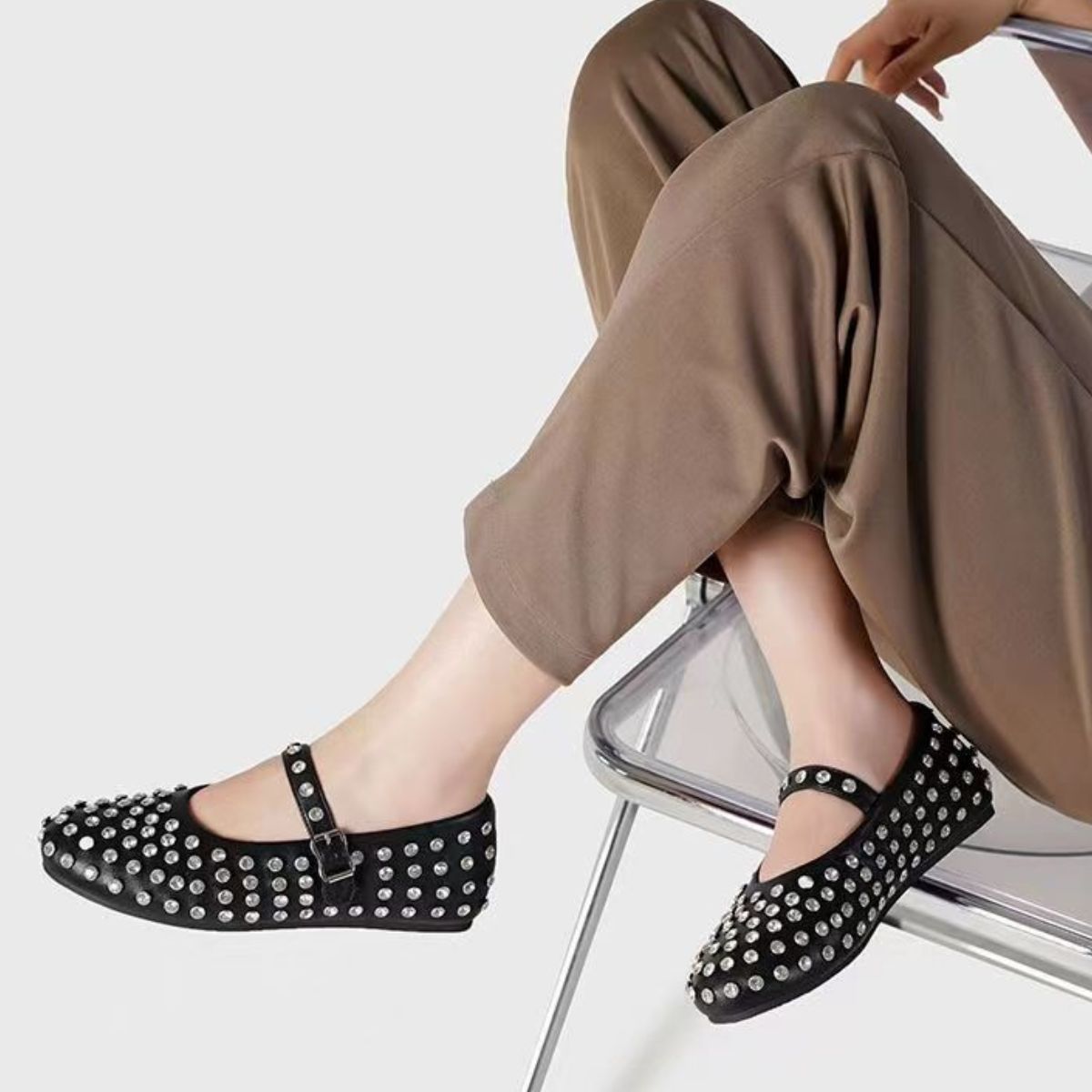 PU Leather Studded Flat Loafers - JDrop.Shop