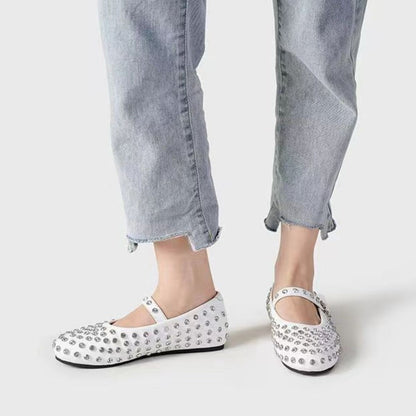 PU Leather Studded Flat Loafers - JDrop.Shop