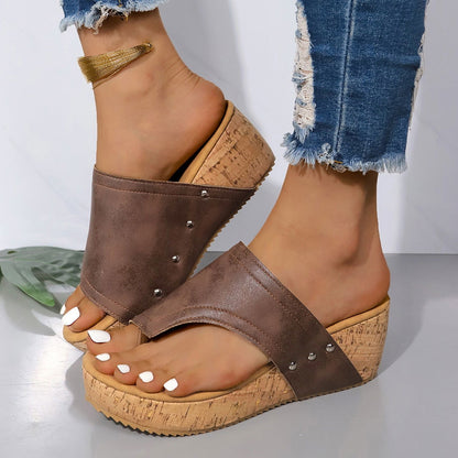 PU Leather Wedge Sandals - JDrop.Shop