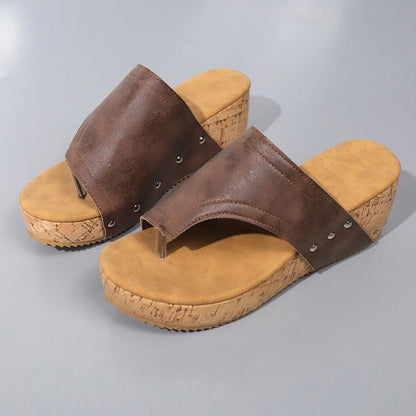 PU Leather Wedge Sandals - JDrop.Shop