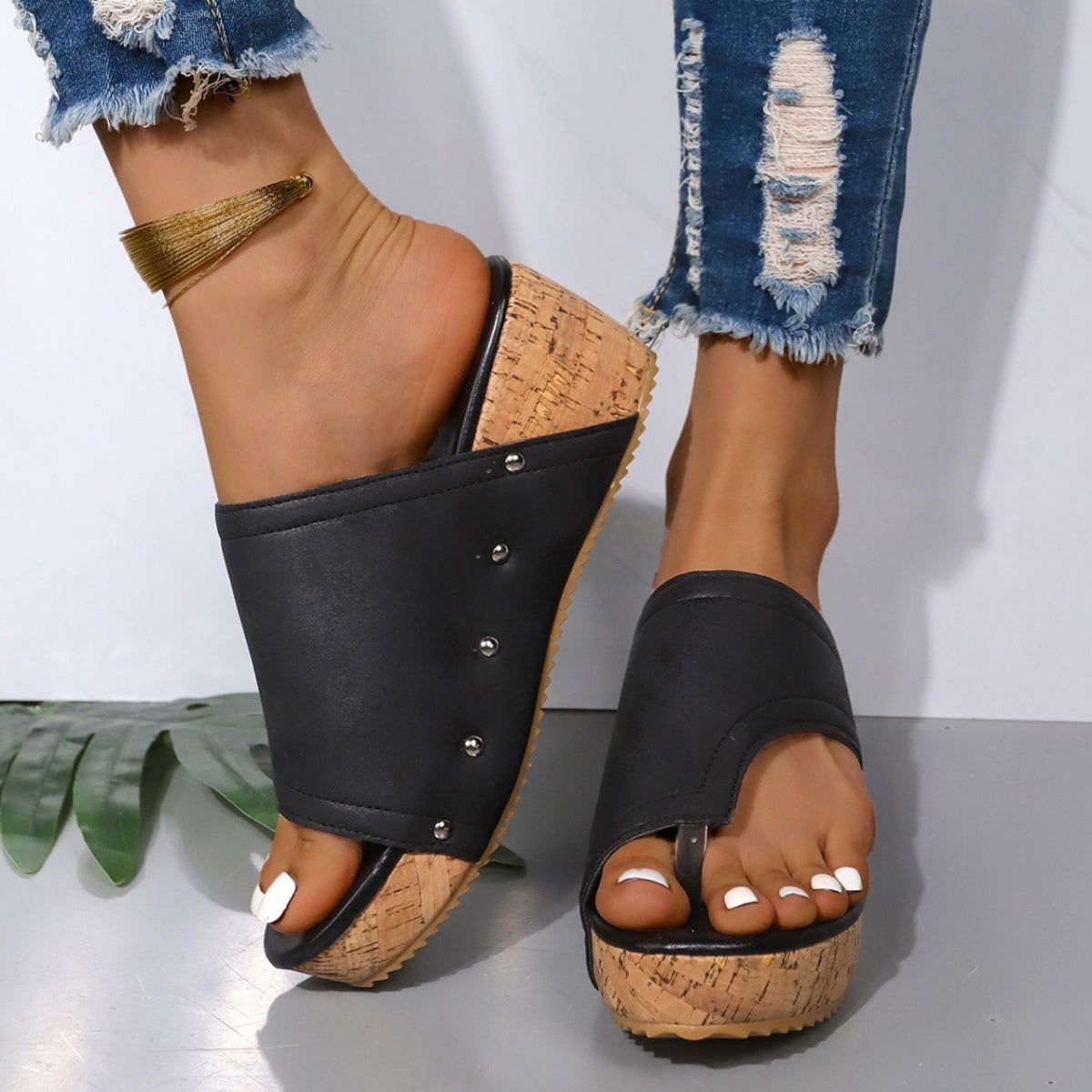 PU Leather Wedge Sandals - JDrop.Shop