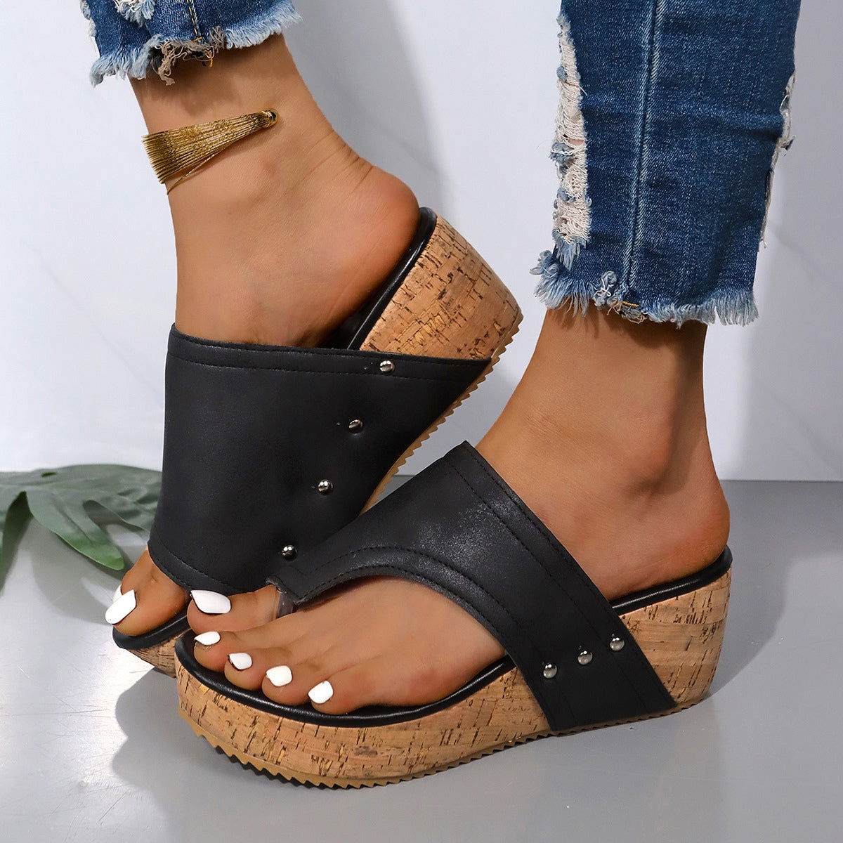 PU Leather Wedge Sandals - JDrop.Shop