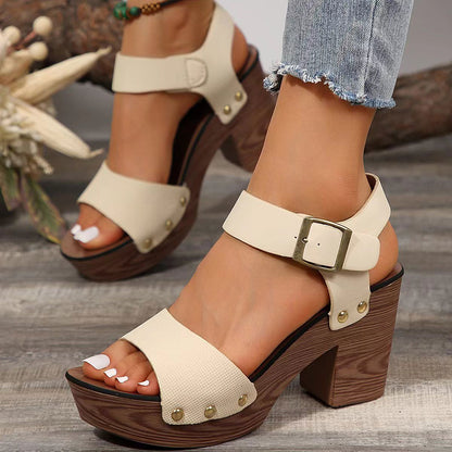 Peep Toe Block Heel Sandals - JDrop.Shop