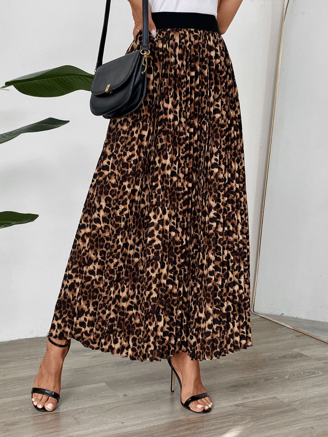 Perfee Pleated Leopard Maxi Skirt - JDrop.Shop