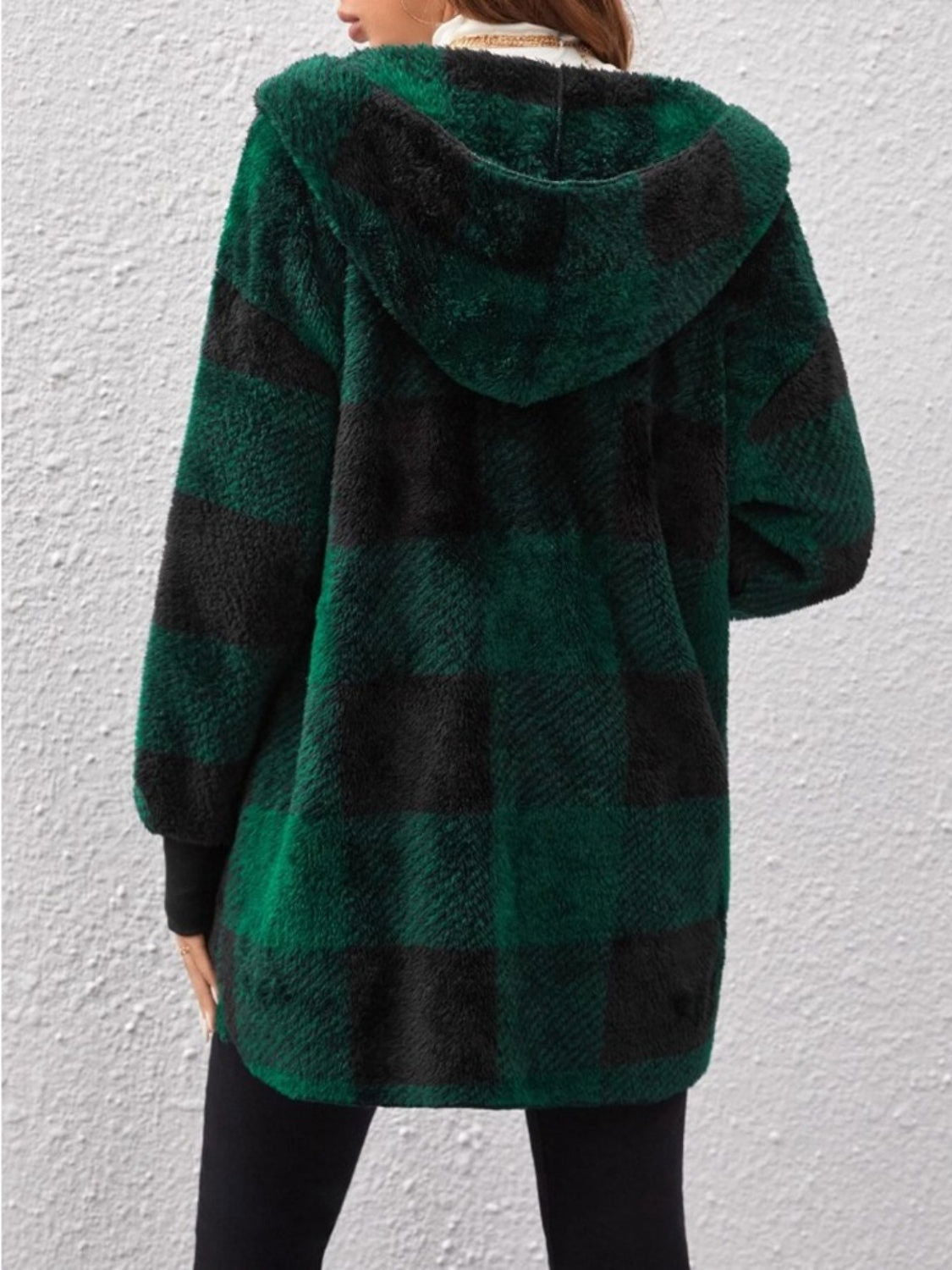 Plaid Long Sleeve Hooded Coat - JDrop.Shop