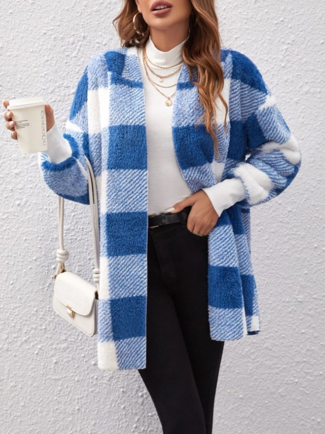 Plaid Long Sleeve Hooded Coat - JDrop.Shop