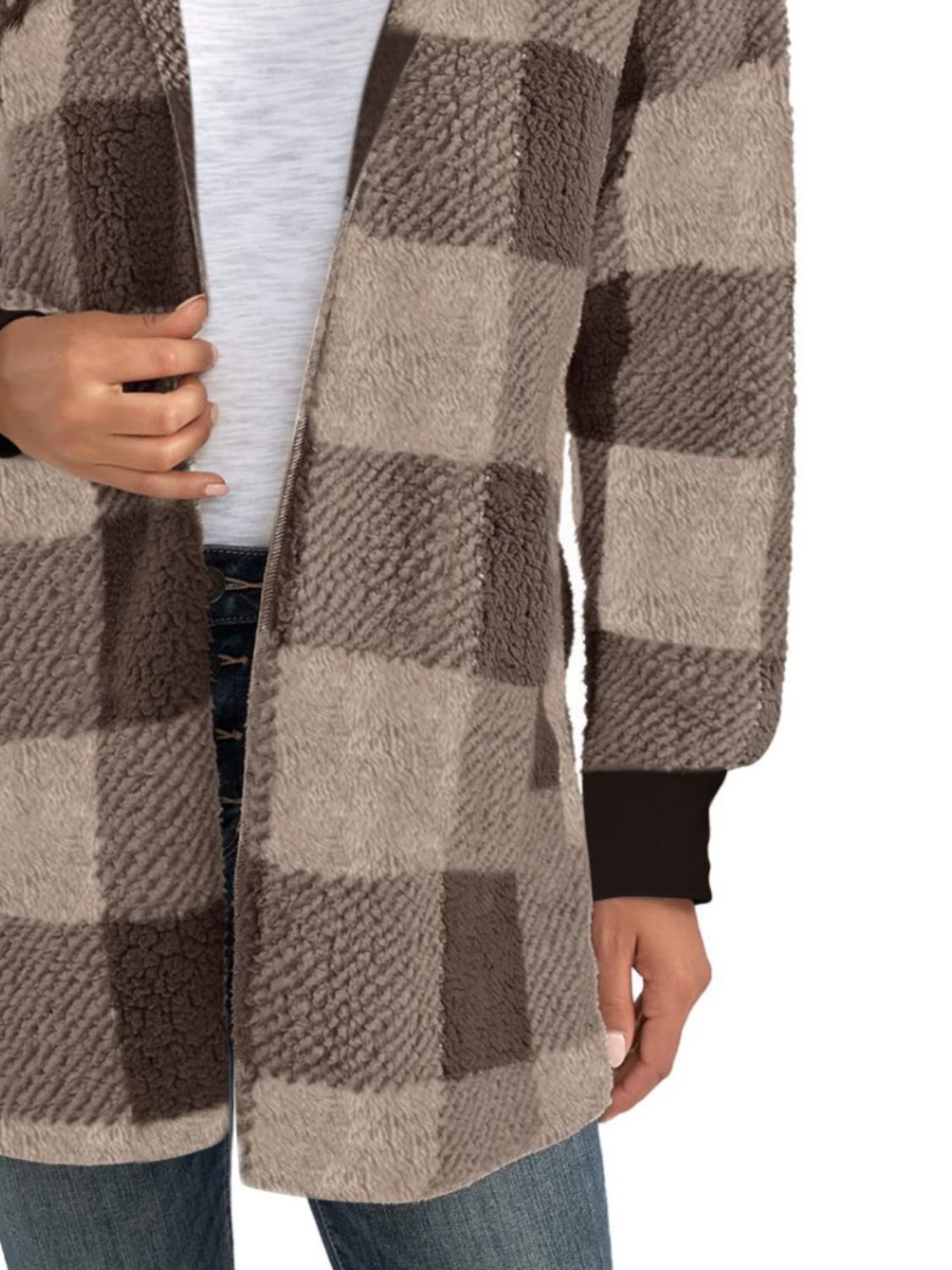 Plaid Long Sleeve Hooded Coat - JDrop.Shop