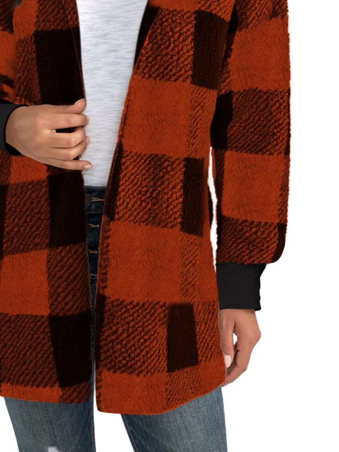 Plaid Long Sleeve Hooded Coat - JDrop.Shop