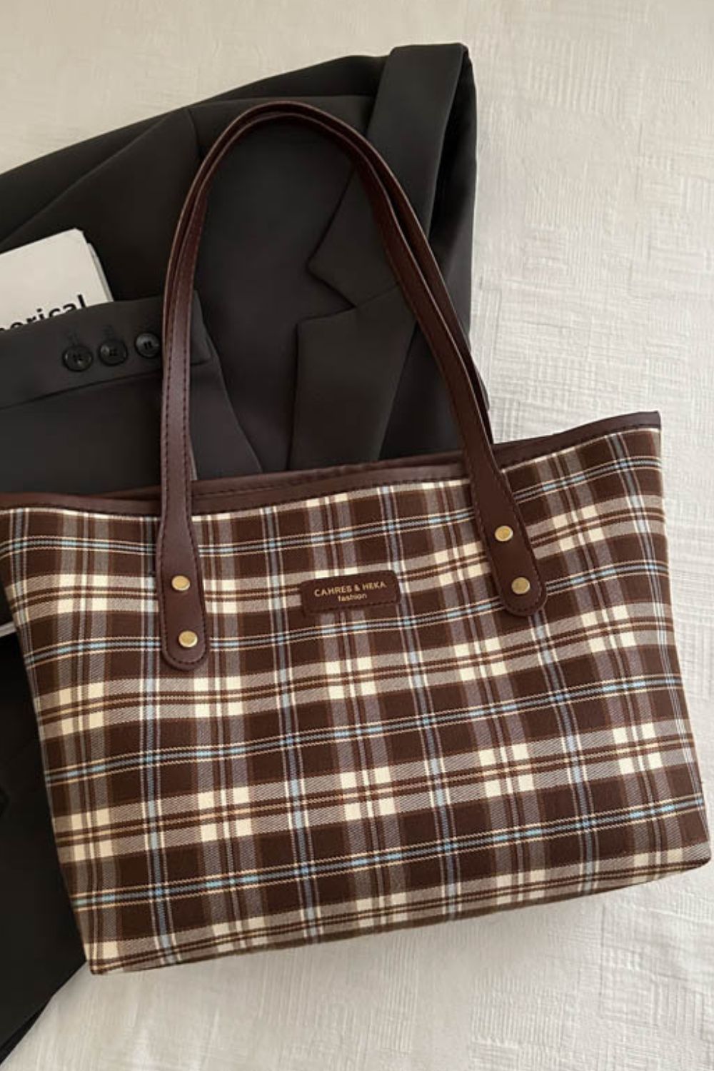 Plaid PU Leather Tote Bag - JDrop.Shop