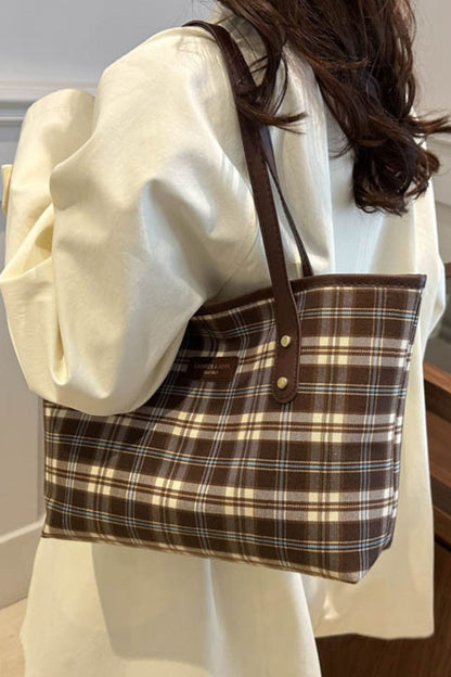 Plaid PU Leather Tote Bag - JDrop.Shop