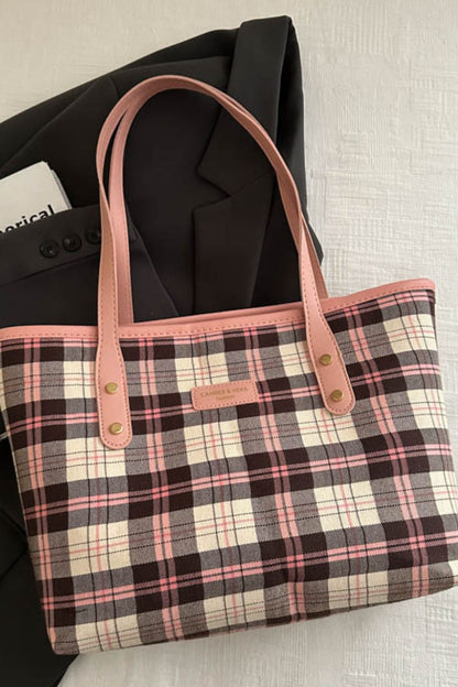 Plaid PU Leather Tote Bag - JDrop.Shop