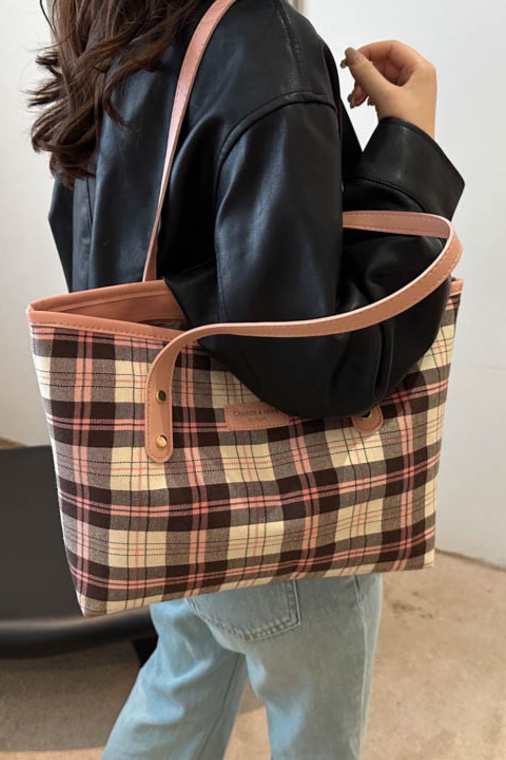 Plaid PU Leather Tote Bag - JDrop.Shop