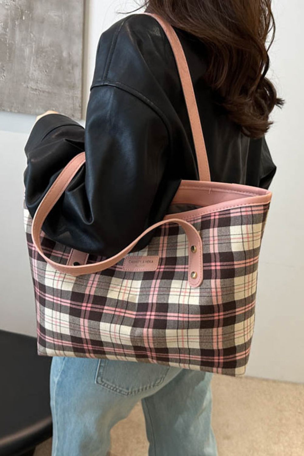 Plaid PU Leather Tote Bag - JDrop.Shop