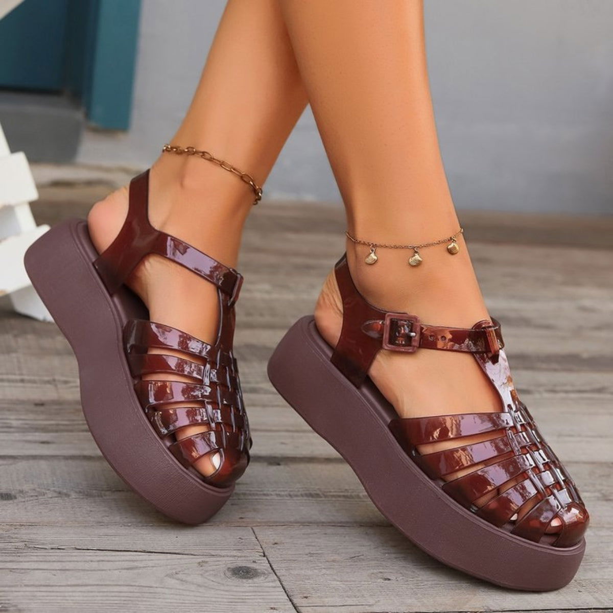 Plastic Woven Platform Sandals - JDrop.Shop