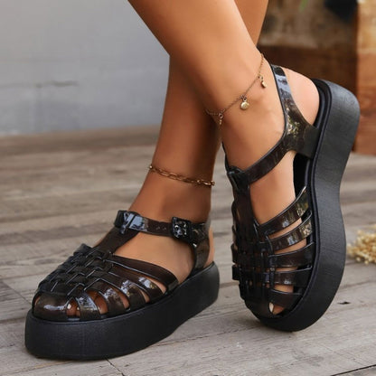 Plastic Woven Platform Sandals - JDrop.Shop