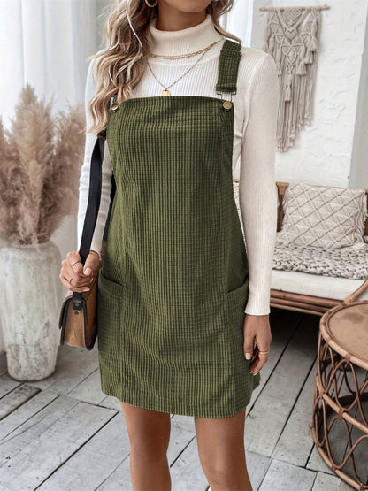 Pocketed Wide Strap Overall Dress - JDrop.Shop