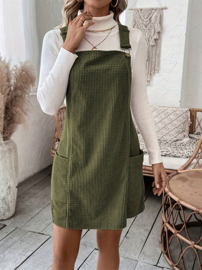 Pocketed Wide Strap Overall Dress - JDrop.Shop