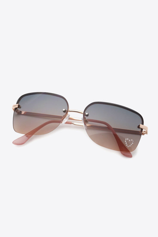 Rhinestone Heart Metal Frame Sunglasses - JDrop.Shop