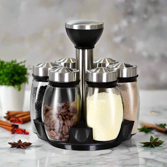 Rotating Seasoning Jar Set | Kitchen Essentials | 6 Seasoning Jars | JDrop.Shop