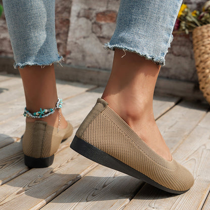 Round Toe Knit Ballet Flats - JDrop.Shop