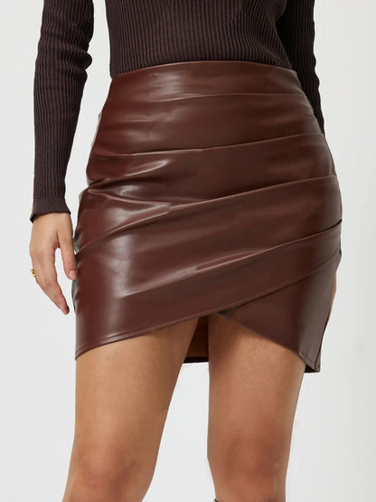 Ruched Asymmetrical Hem Skirt - JDrop.Shop