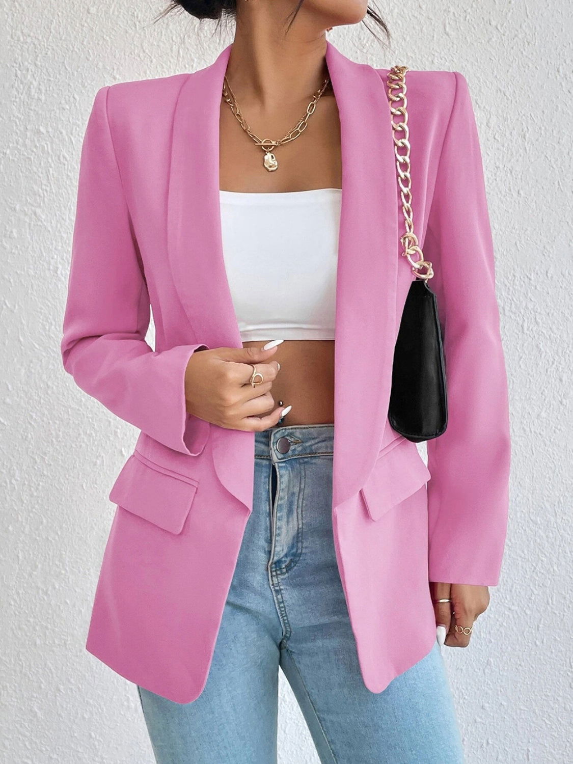 Shawl Collar Long Sleeve Blazer - JDrop.Shop