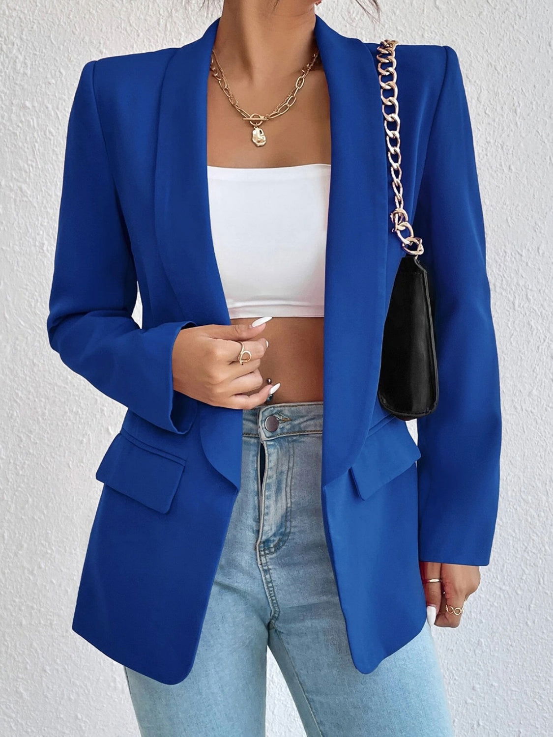 Shawl Collar Long Sleeve Blazer - JDrop.Shop