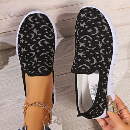 Star & Moon Pattern Flat Loafers - JDrop.Shop