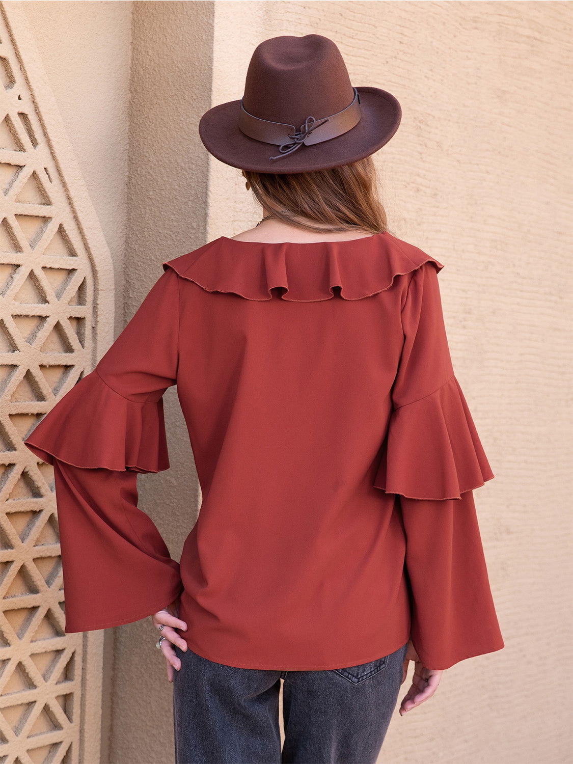 Statement Collar Long Sleeve Blouse - JDrop.Shop