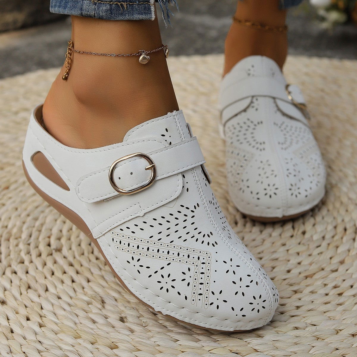 Suede Round Toe Wedge Sandals - JDrop.Shop