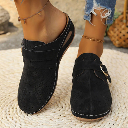 Suede Round Toe Wedge Sandals - JDrop.Shop