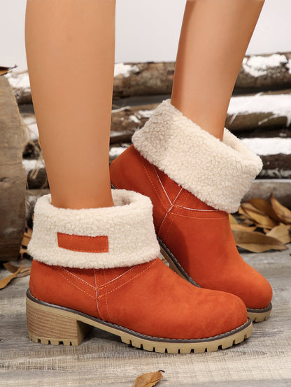 Thermal Fuzzy Block Heel Boots - JDrop.Shop