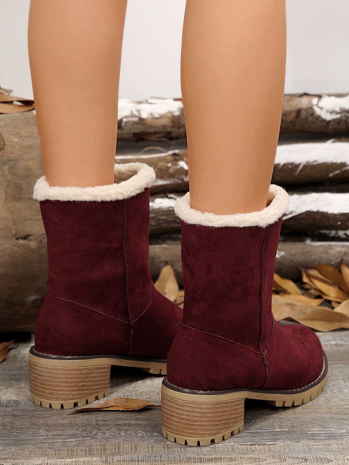 Thermal Fuzzy Block Heel Boots - JDrop.Shop