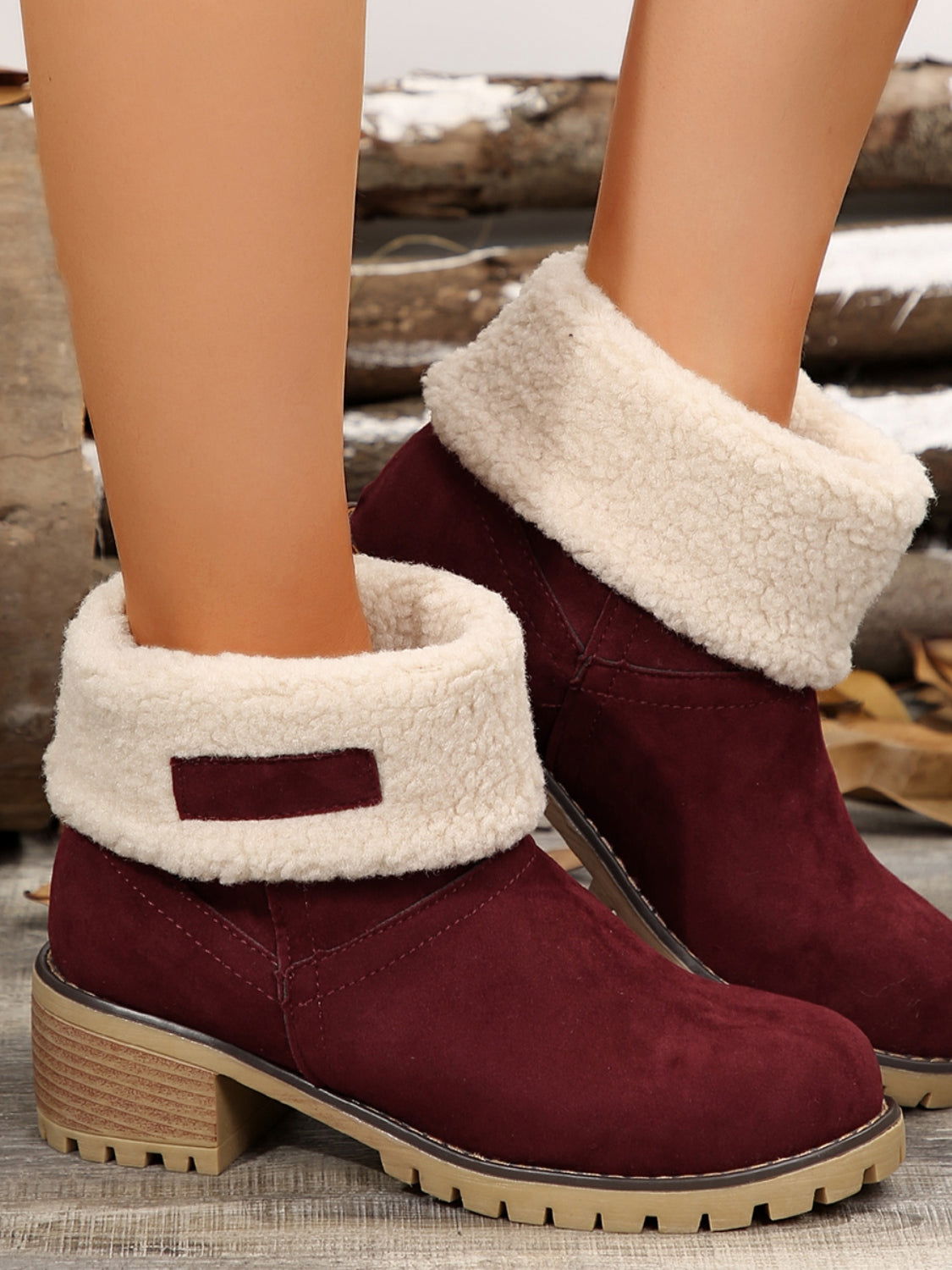 Thermal Fuzzy Block Heel Boots - JDrop.Shop