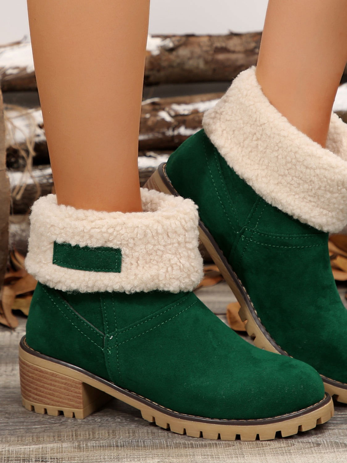 Thermal Fuzzy Block Heel Boots - JDrop.Shop