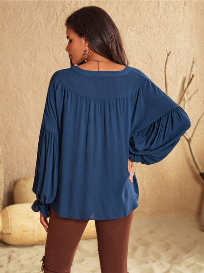 Tie Neck Long Sleeve Blouse - JDrop.Shop